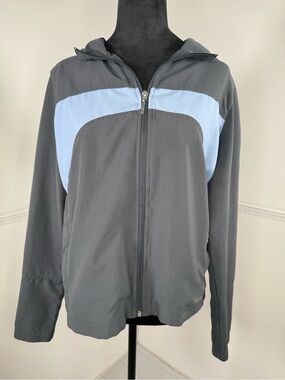 Calvin Klein Performance Colorblock Zip Hoodie Jacket Grey/Blue Size Large